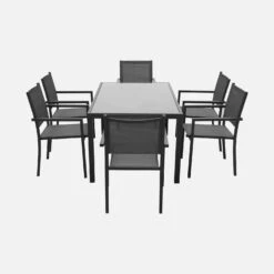 Table De Jardin Aluminium Et Textilène, 8 Chaises Empilables Couleur : Anthracite / Gris -Sweeek af180r8at aed530d2850f60f3fe68cc2e30c1d6ce