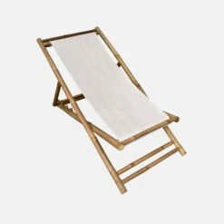 Lot De 2 Chiliennes Bambou , Toile Naturelle Pliable, Multi Positions -Sweeek bambchilx2nat a5cdda58644d9c61002de964a76e1693