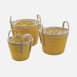 Lot De 3 Paniers Cache Pots Couleur : Jaune -Sweeek bfpx3yel 60401bbf2184f74c79e0bcb4bd05451c