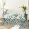 Table De Jardin Bistrot Pliable Métal, 4 Chaises Couleur : Bleu Canard -Sweeek bs110r4bd 4d5fdb7be4419f92a180cba12a15121f
