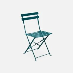 Table De Jardin Bistrot Pliable Métal, 4 Chaises Couleur : Bleu Canard -Sweeek bs110r4bd 9491805745c0a89dc797b9d246975e6c