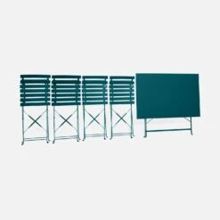 Table De Jardin Bistrot Pliable Métal, 4 Chaises Couleur : Bleu Canard -Sweeek bs110r4bd b2405d393c827d1f129227ba0b891054