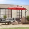 Parasol Déporté Rond 350cm Couleur : Rouge -Sweeek bu350red 4bf4a844918307982a93e7cf8e2a26f7