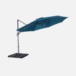 Parasol Déporté Rond Ø 350cm Couleur : Bleu Canard -Sweeek cdukd350bd 7852fb27fc5131018c4b2f72423c2e76