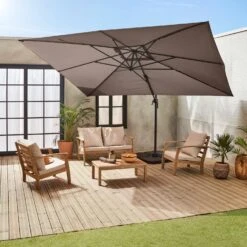 Parasol Déporté Rectangulaire 3x4m Couleur : Taupe -Sweeek cdukd3x4bn 6519dcbb1949b16be862c34c13b76c6f