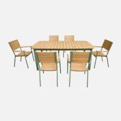 Table De Jardin Bois Et Aluminium 190cm, 6 Chaises Empilables -Sweeek ec190r6aseggy 470880723b604906ab94cd2c2655803d