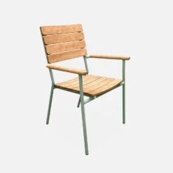 Table De Jardin Bois Et Aluminium 190cm, 6 Chaises Empilables -Sweeek ec190r6aseggy fcc90b5092fbde3ca89775894dcbad88