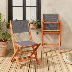 Chaise De Jardin Pliable Bois (lot De 2) Couleur : Anthracite / Anthracite -Sweeek ectxchratx2 4cdc5569dc14ae25c7fdd69f07ba4828