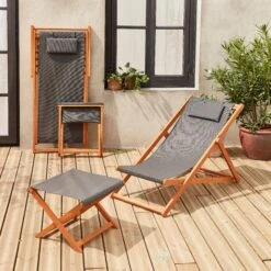Bain De Soleil Et Repose-pieds Bois Eucalyptus Multi Positions (lot De 2) -Sweeek ectxdeckfratx2 c7b86c49f723059fb64b4f7cce687dc8