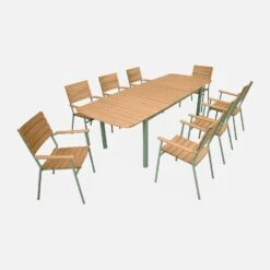 Table De Jardin Extensible Bois Et Métal 6 à 8 Places -Sweeek ecxtp190seggy 5fd43cc52a8e777e67e4f737d88cfa1c
