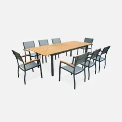 Table De Jardin Extensible Bois Et Aluminium 8 à 10 Places -Sweeek ecxts250tblat c6df5f7c9be510924f2aea7c53764e3c