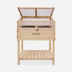 Carré Potager Sur Pieds En Bois Et Serre 80x60x109cm -Sweeek ghmini109 16c7476ed0357e4c1f36183ed047b265
