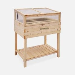 Carré Potager Sur Pieds En Bois Et Serre 80x60x109cm