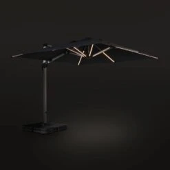 Parasol LED Déporté Carré 3x3m Couleur : Anthracite -Sweeek hdu3x3leddkgy 02736a561fa791438ae3068961a70f84
