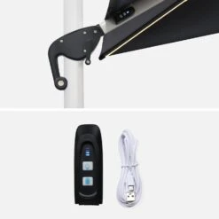 Parasol LED Déporté Carré 3x3m Couleur : Anthracite -Sweeek hdu3x3leddkgy 89b99a62e2648b82cbf7fa240ca5aa81