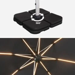 Parasol LED Déporté Carré 3x3m Couleur : Anthracite -Sweeek hdu3x3leddkgy a178fa293c0f05b770d2b2b3624a38f0