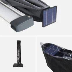 Parasol LED Déporté Carré 3x3m Couleur : Anthracite -Sweeek hdu3x3leddkgy cfa9f00a7ca452890ecd2ff0ef19f89a