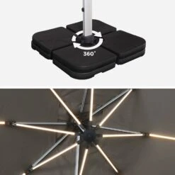 Parasol LED Déporté Rectangulaire 3x4m Couleur : Taupe -Sweeek hdu3x4ledbn 2fe5ead7ddbcc43557a96c43d10e8064