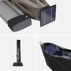 Parasol LED Déporté Rectangulaire 3x4m Couleur : Taupe -Sweeek hdu3x4ledbn 832ccde4db3d22eb9c46187353f00820