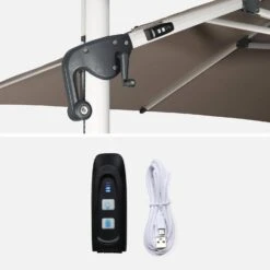 Parasol LED Déporté Rectangulaire 3x4m Couleur : Taupe -Sweeek hdu3x4ledbn a6f0cedf16071e15da44f8664c0aafe3