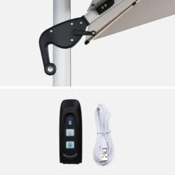 Parasol LED Déporté Carré 4x4m Couleur : Beige -Sweeek hdu4x4ledbg 4727a9572fbcc86cb4159ec99db7cb61