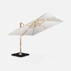 Parasol Déporté Carré 3x3m, Mât Effet Bois Couleur : Ecru -Sweeek hukd3x3wdecru ef5ac34ffe8b639319f5ab79cac32ed8