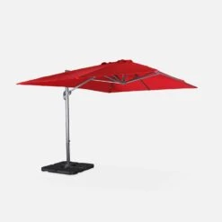 Parasol Déporté Rectangulaire 3x4m + Dalles à Lester 50x50cm Couleur : Rouge -Sweeek hukd3x4basered 2d654ac9f3c82b44dda94f4b9a906b6d