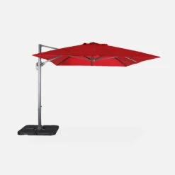 Parasol Déporté Rectangulaire 3x4m + Dalles à Lester 50x50cm Couleur : Rouge -Sweeek hukd3x4basered 6d3cbd3befa9bfb366d431db2d4faf9b