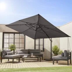 Parasol Déporté Rectangulaire 3x4m Couleur : Gris -Sweeek hukd3x4gy edb31928f2c66502274a8041dd8d4605