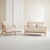 Banquette 2 Places + Fauteuil En Bois Et Tissu Bouclette -Sweeek iacsca1n2boucl b60e304bfd86132055f2f3de8dfba3cd