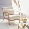 Fauteuil Scandinave En Bois Et Tissu Bouclette -Sweeek iacscaboucl 10db762df00506be94fb60a1ecdb3089