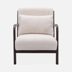 Fauteuil Scandinave Bouclette Et Bois D'hévéa Teinté Wengé -Sweeek iacscadwlboucl 6be9db3206154cea8e7342457628dd3c
