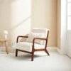 Fauteuil Scandinave Bouclettes Et Bois D'hévéa Teinté Noyer Clair -Sweeek iacscalwlboucl cca30584c41c0f8e9f3b2ab8076f9723