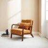 Fauteuil Scandinave Velours Côtelé Et Bois D'hévéa Noyer Clair -Sweeek iacscalwlcrocr 5611b8415ab1223197fa8c76752b04e9