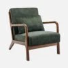 Fauteuil Scandinave Velours Et Bois D'hévéa Teinté Noyer Clair Couleur : Kaki -Sweeek iacscalwlvvkak 82931e4244e2f3578e7402b8653db07e