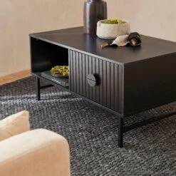 Table Basse Effet Bois Rainuré Noir -Sweeek ibazcoftable 0263ab3be5e7908c4d133a2c41643d3c