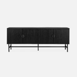 Meuble TV Effet Bois Rainuré Noir 160 Cm -Sweeek ibaztvstand 7db1f6b91a7b75a608b71a3f76c18a6a