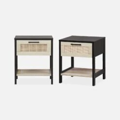 Table De Chevet Scandinave Effet Bois Et Cannage (lot De 2) -Sweeek ibcanbesidex2 d2251aec6ff0435088d9fd2786959039