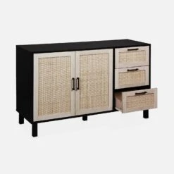 Buffet Scandinave Effet Bois Et Cannage 2 Portes 120 Cm -Sweeek ibcanbuffet c31eeedc8392eac3022f1421abc26068
