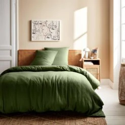 Parure De Lit Gaze De Coton Kaki