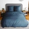 Parure De Lit 2 Places Microfibre Lavée Bleu Nuit -Sweeek ibedpmcl240nb 74f75b2769a28bad064552d002778089