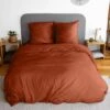 Parure De Lit 2 Places Microfibre Lavée Terracotta -Sweeek ibedpmcl240tc 28ce36735ed645ec3c6e91c1bdb2cdd7
