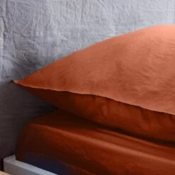 Parure De Lit 2 Places Microfibre Lavée Terracotta -Sweeek ibedpmcl240tc 3e292dbe3befd07e3b399b4a4e930bef