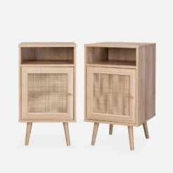 Table De Chevet Scandinave En Cannage (lot De 2) Couleur : Naturel -Sweeek ibobesidex2 e5bca008521248e03ed1ed054e9e5c95