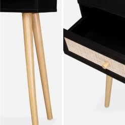 Console Scandinave Effet Bois Et Cannage Couleur : Noir -Sweeek iboconsolebk c83ae39d64bffe134d933c6c9d738674