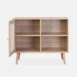 Buffet Scandinave Effet Bois Et Cannage 1 Porte 80 Cm Couleur : Naturel -Sweeek ibosideboardm 22f4e8683d17bcb6a982aa09d047979e