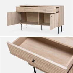 Buffet De Rangement Bois Rainuré 120 Cm -Sweeek ibragbuffet 362796cc3ec748a592ebec294465c088