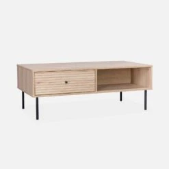 Table Basse Décor Bois Rainuré -Sweeek ibragcoftable 3bf7012631f6c80b92c27326c423ba97