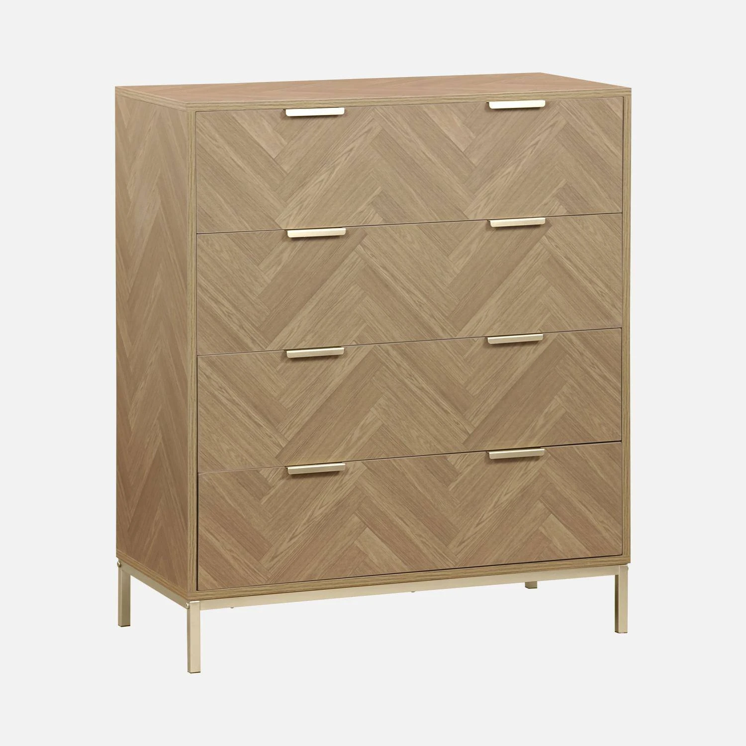 Commode De Rangement Décor Chevrons 4 Tiroirs 5 Commode De Rangement Décor Chevrons 4 Tiroirs – Image 3