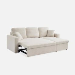 Canapé Convertible 3 Places Bouclettes Blanches -Sweeek iccsofaboucl c0d26dc16496ae652503fa8ca6930e62